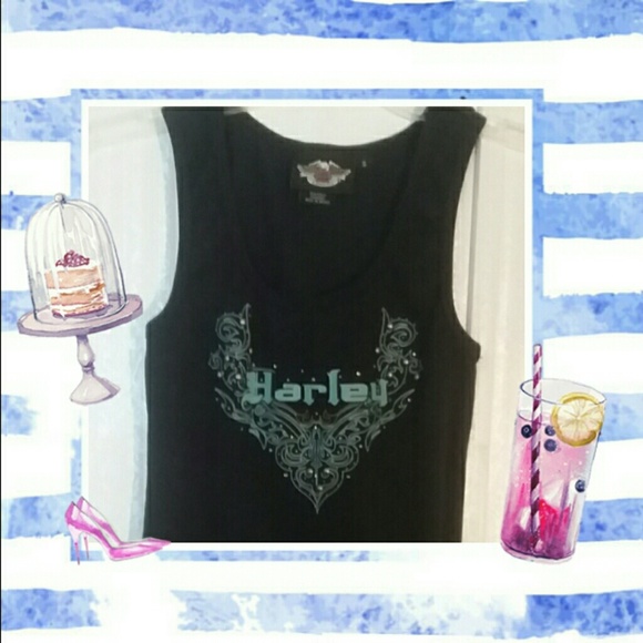 Harley-Davidson Tops - Harley Davidson Black Ribbed Tank Top size Small